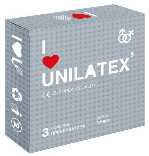 Презервативы с точками Unilatex Dotted - 3 шт. - Unilatex - купить с доставкой в Санкт-Петербурге