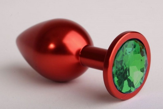 Красная анальная пробка с зелёным стразом - 7,6 см. - 4sexdreaM - купить с доставкой в Санкт-Петербурге