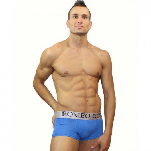 Голубые трусы-хипсы с серебристым поясом - Romeo Rossi купить с доставкой