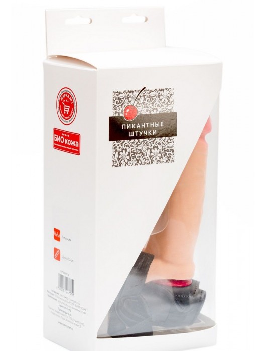 Страпон с реалистичной насадкой с вибрацией - 18 см. - Пикантные штучки - купить с доставкой в Санкт-Петербурге