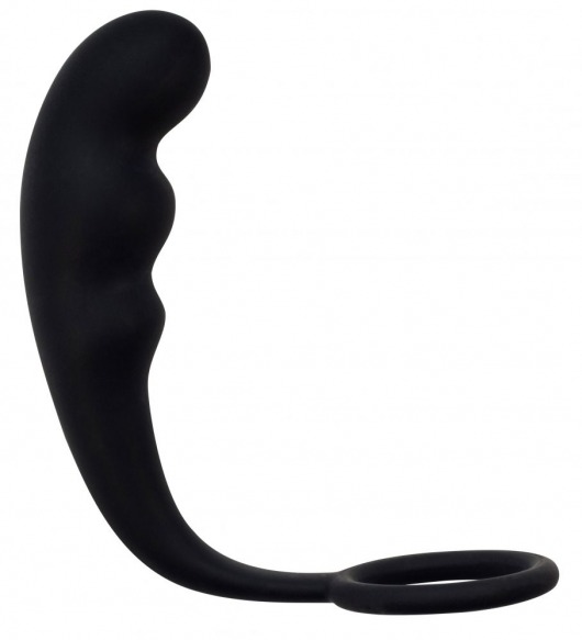 Чёрное эрекционное кольцо с анальным стимулятором Mountain Range Anal Plug - Lola Games - в Санкт-Петербурге купить с доставкой