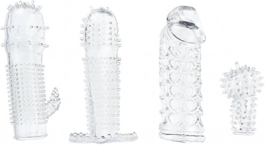 Набор из 4 насадок на член Pleasured Penis Enhancement Sleeve 4 Pack - XR Brands - в Санкт-Петербурге купить с доставкой