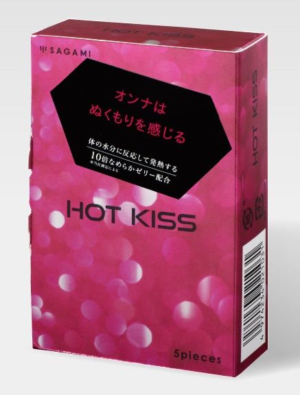 Презервативы с разогревающей смазкой Hot Kiss - 5 шт. - Sagami - купить с доставкой в Санкт-Петербурге
