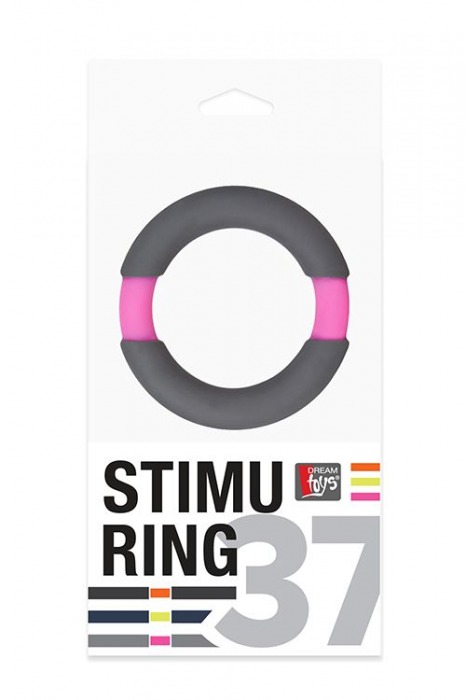 Серое эрекционное кольцо NEON STIMU RING 37MM GREY/PINK - Dream Toys - в Санкт-Петербурге купить с доставкой