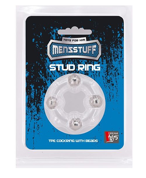 Эрекционное кольцо с 4 бусинами MENZSTUFF STUD RING CLEAR - Dream Toys - в Санкт-Петербурге купить с доставкой