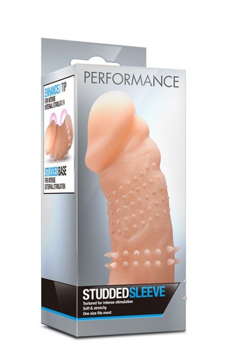 Телесная насадка с точками и шипами Performance Studded Sleeve - 14,6 см. - Blush Novelties - в Санкт-Петербурге купить с доставкой