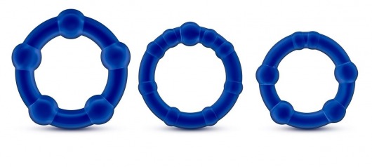 Набор из 3 синих эрекционных колец Stay Hard Beaded Cockrings - Blush Novelties - в Санкт-Петербурге купить с доставкой