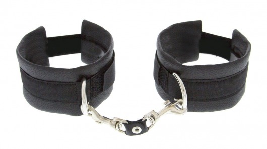 Чёрные полиуретановые наручники Luxurious Handcuffs - Blush Novelties - купить с доставкой в Санкт-Петербурге