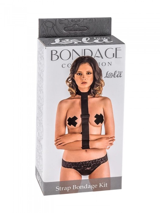 Ошейник с длинной лентой и наручниками Strap Bondage Kit Plus Size - Lola Games - купить с доставкой в Санкт-Петербурге