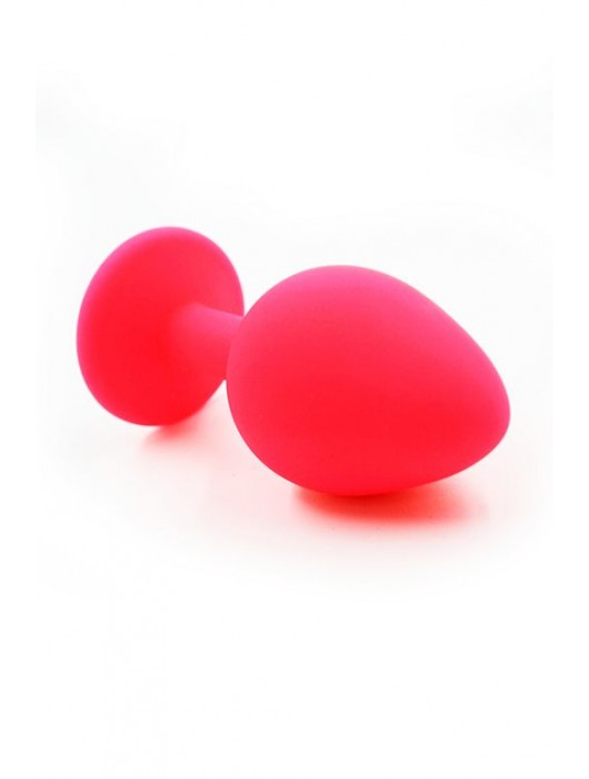 Розовая силиконовая анальная пробка с розовым кристаллом - 7 см. - Kanikule - купить с доставкой в Санкт-Петербурге