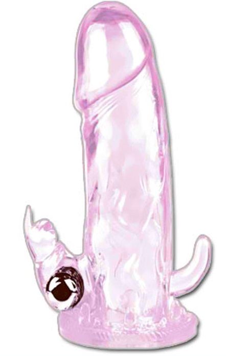 Розовая вибронасадка со стимуляцией клитора и ануса - 12,5 см. - Baile - в Санкт-Петербурге купить с доставкой