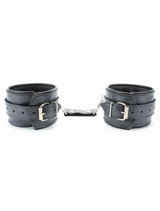 Наручники из гладкой кожи - БДСМ Арсенал - купить с доставкой в Санкт-Петербурге