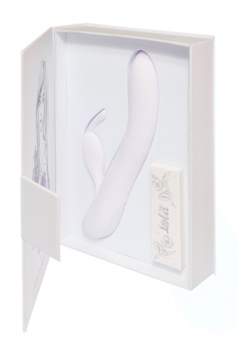 Белый вибратор Love story White Rabbit с клиторальным зайчиком - 21 см. - Lola Games