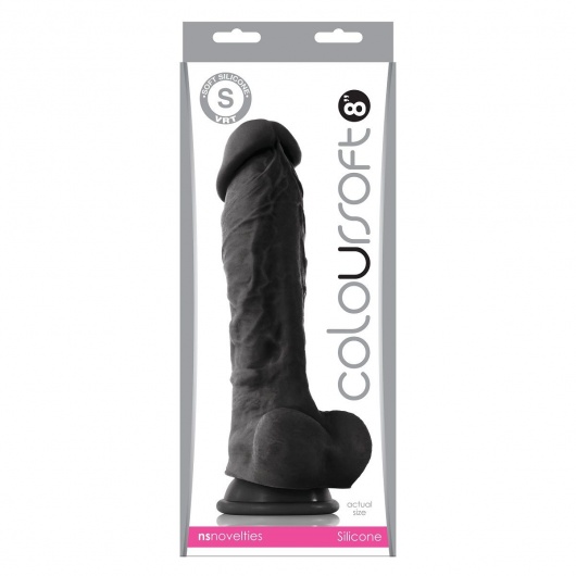 Чёрный фаллоимитатор на присоске ColourSoft  8  Soft Dildo - 23,5 см. - NS Novelties