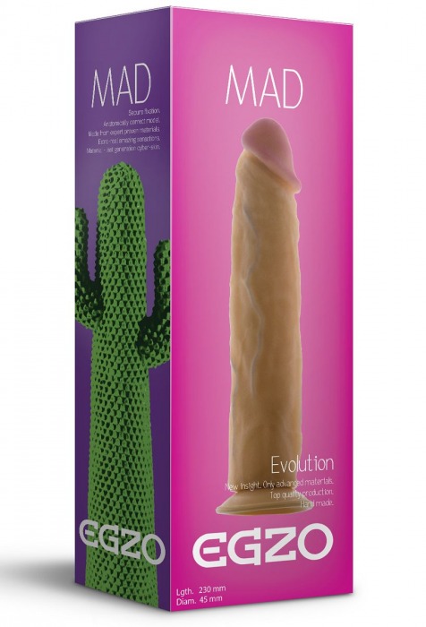 Телесный фаллоимитатор без мошонки Mad Cactus - 23 см. - EGZO