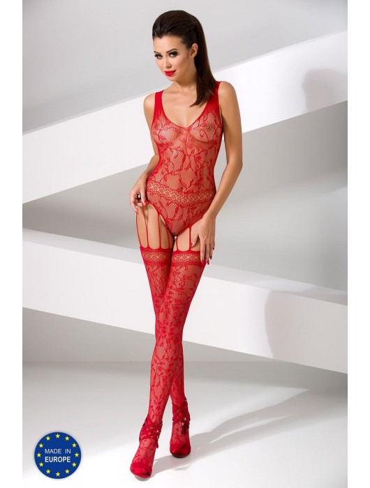 Оригинальное боди со слитными чулками и орнаментом в виде веточек - Passion купить с доставкой