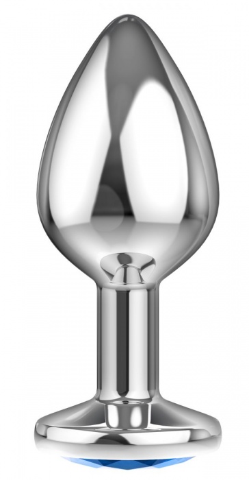 Большая серебристая анальная пробка Diamond Light blue Sparkle Large с голубым кристаллом - 8 см. - Lola Games - купить с доставкой в Санкт-Петербурге