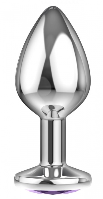 Большая серебристая анальная пробка Diamond Purple Sparkle Large с фиолетовым кристаллом - 8 см. - Lola Games - купить с доставкой в Санкт-Петербурге