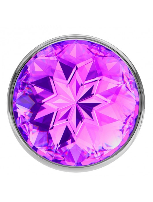 Малая серебристая анальная пробка Diamond Purple Sparkle Small с фиолетовым кристаллом - 7 см. - Lola Games - купить с доставкой в Санкт-Петербурге