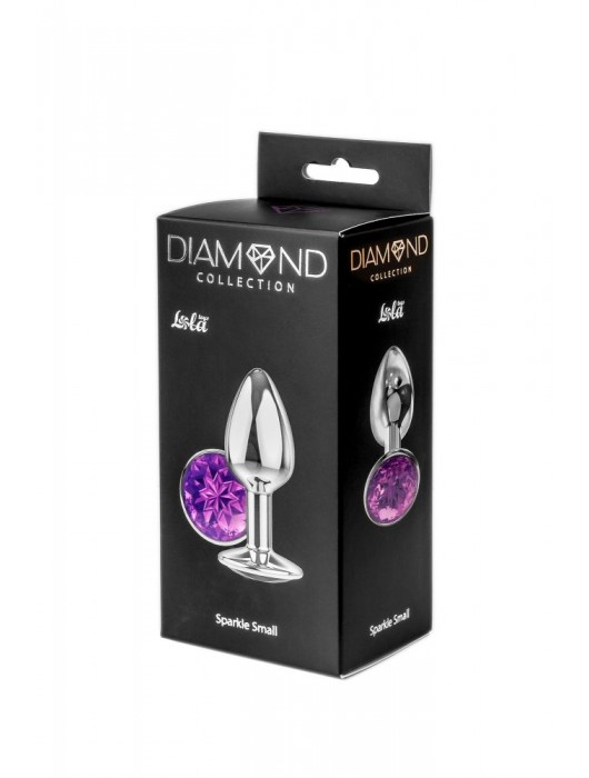 Малая серебристая анальная пробка Diamond Purple Sparkle Small с фиолетовым кристаллом - 7 см. - Lola Games - купить с доставкой в Санкт-Петербурге