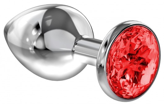 Большая серебристая анальная пробка Diamond Red Sparkle Large с красным кристаллом - 8 см. - Lola Games - купить с доставкой в Санкт-Петербурге