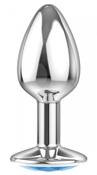 Малая серебристая анальная пробка Diamond Light blue Sparkle Small с голубым кристаллом - 7 см. - Lola Games - купить с доставкой в Санкт-Петербурге