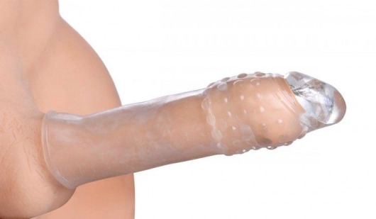 Удлиняющая насадкаThick Stick Clear Textured Penis Extender - 17,8 см. - XR Brands - в Санкт-Петербурге купить с доставкой
