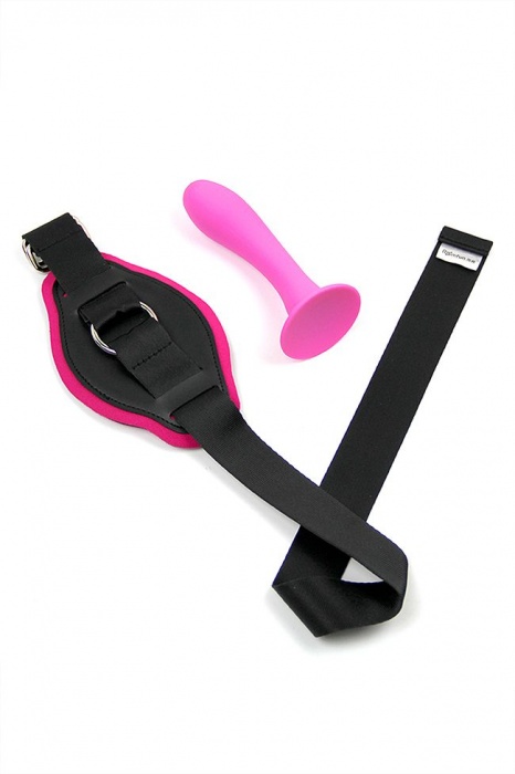 Розовый страпон с креплением на бедро Romfun - 13 см. - Romfun - купить с доставкой в Санкт-Петербурге