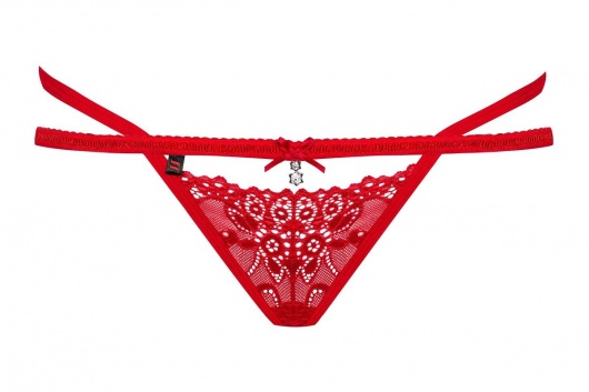 Яркие трусики-стринги с  окошком  и двойными бретелями - Obsessive купить с доставкой