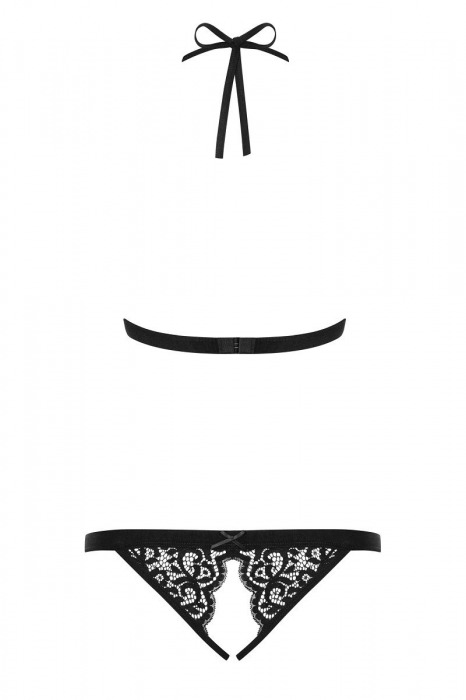 Ажурное боди с переплетением бретелей на животике и интимным доступом - Obsessive купить с доставкой