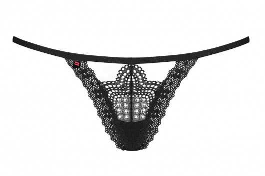 Ажурные трусики-стринги с фиолетовой подвеской и бантиком сзади - Obsessive купить с доставкой