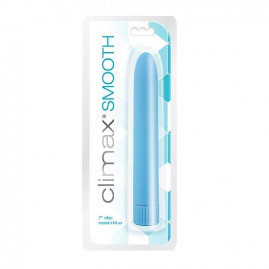 Голубой вибромассажер Climax Smooth 7  Vibe - 17,8 см. - Topco Sales