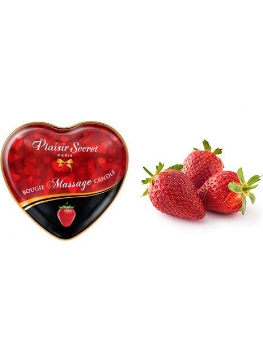 Массажная свеча с ароматом клубники Bougie Massage Candle - 35 мл. - Plaisir Secret - купить с доставкой в Санкт-Петербурге