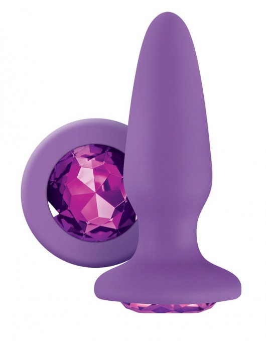 Фиолетовая анальная пробка с фиолетовым кристаллом Glams Purple Gem - 10,4 см. - NS Novelties - купить с доставкой в Санкт-Петербурге