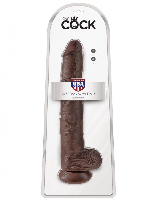 Коричневый фаллоимитатор-гигант 14  Cock with Balls - 37,5 см. - Pipedream