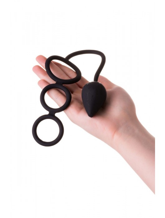 Тройное эрекционное кольцо с анальным хвостом Drop S-size - Erotist Adult Toys - в Санкт-Петербурге купить с доставкой