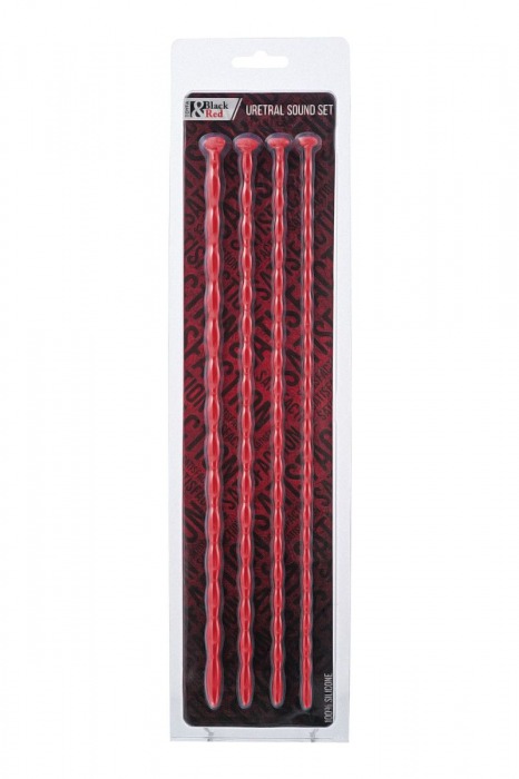 Набор из 4 красных уретральных зондов TOYFA Black Red различного диаметра - ToyFa - купить с доставкой в Санкт-Петербурге