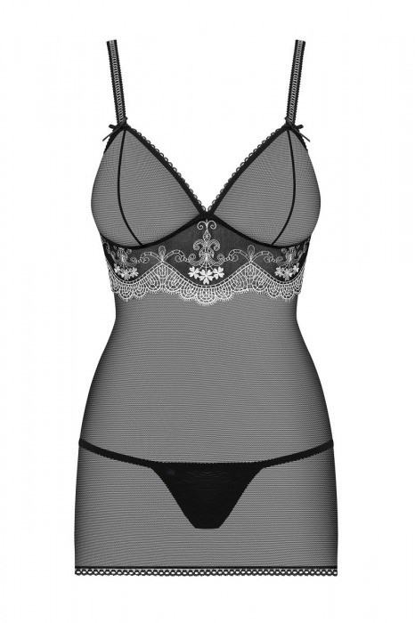 Полупрозрачная сорочка с кружевным декором под лифом - Obsessive купить с доставкой