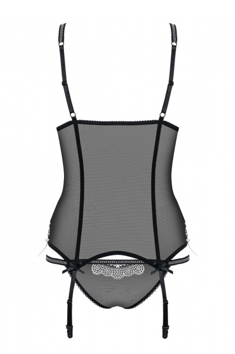 Полупрозрачный корсаж с ажурным декором и контрастной строчкой - Obsessive купить с доставкой