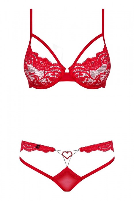 Чарующий комплект из нежного кружева с украшением на трусиках - Obsessive купить с доставкой