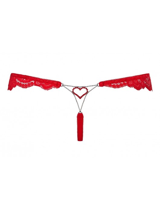 Ажурные трусики-стринги с украшением в форме сердца на задней части - Obsessive купить с доставкой