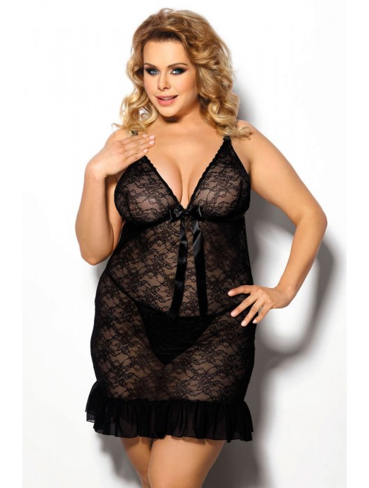 Кружевная сорочка Evona с цветочным узором и оборкой (большой размер) - Anais купить с доставкой