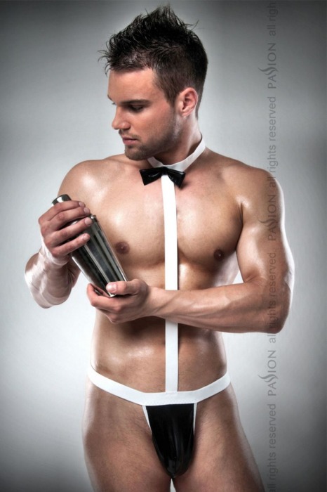 Чёрно-белое боди официанта - Passion купить с доставкой