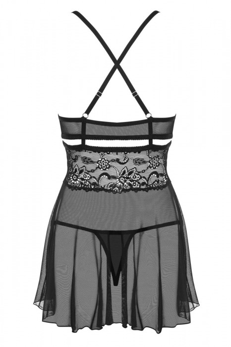 Яркая сорочка бэби-долл с изысканным цветочным кружевом (большой размер) - Obsessive купить с доставкой