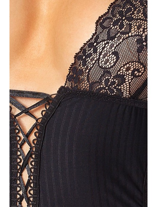 Боди в тонкую полоску Zoja с кружевным лифом и шнуровкой - Passion купить с доставкой