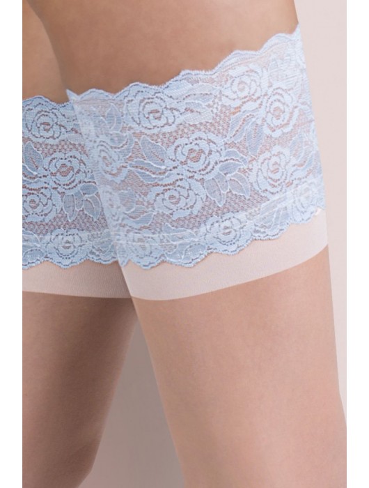 Чулки телесного цвета Katherine с ажурной резинкой на силиконе - Gabriella купить с доставкой