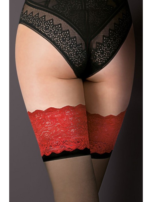 Чулки Victoria с кружевной резинкой и матовой полосой под ней - Gabriella купить с доставкой