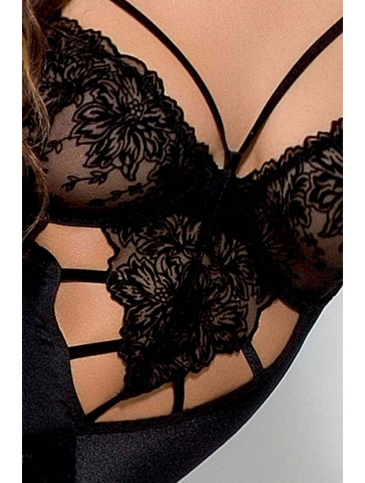 Изысканное боди Haya с крупным цветочным рисунком (большой размер) - Passion купить с доставкой