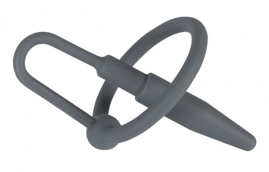 Серый уретральный плаг с силиконовым кольцом под головку Penis Plug - Orion - купить с доставкой в Санкт-Петербурге