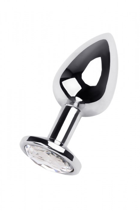 Серебристая анальная пробка с прозрачным кристаллом - 9,5 см. - ToyFa - купить с доставкой в Санкт-Петербурге